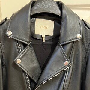 Maje Black leather jacket, xs
